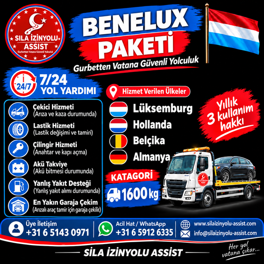 Benelux & Sıla Yolu Paketi Katagorie 1600 kg Yıllık €220,00