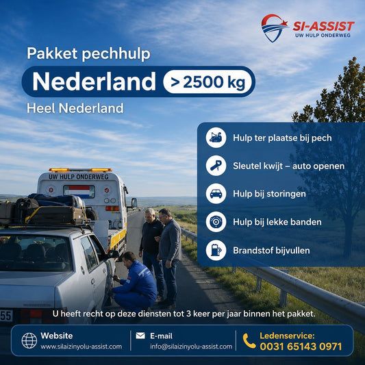 Hollanda > Katagorie 2500 kg , Pechhulp/Niet geldig in woonplaats                 €105,00,- Per jaar